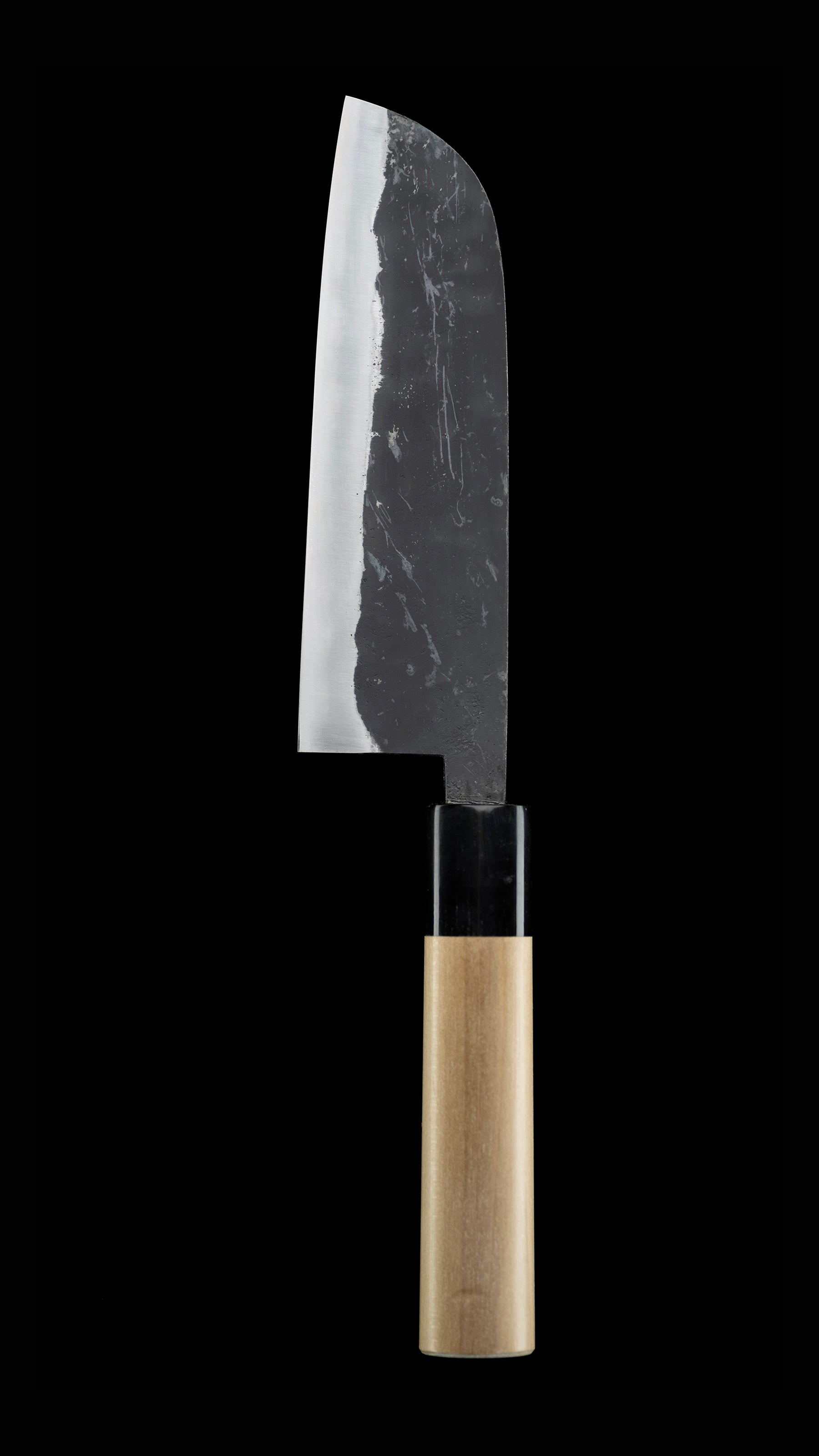 Kurouchi Kamakata Nakiri Knife Japanese Vegetable Knife By Fujiwara Yoshiaki - 155mm