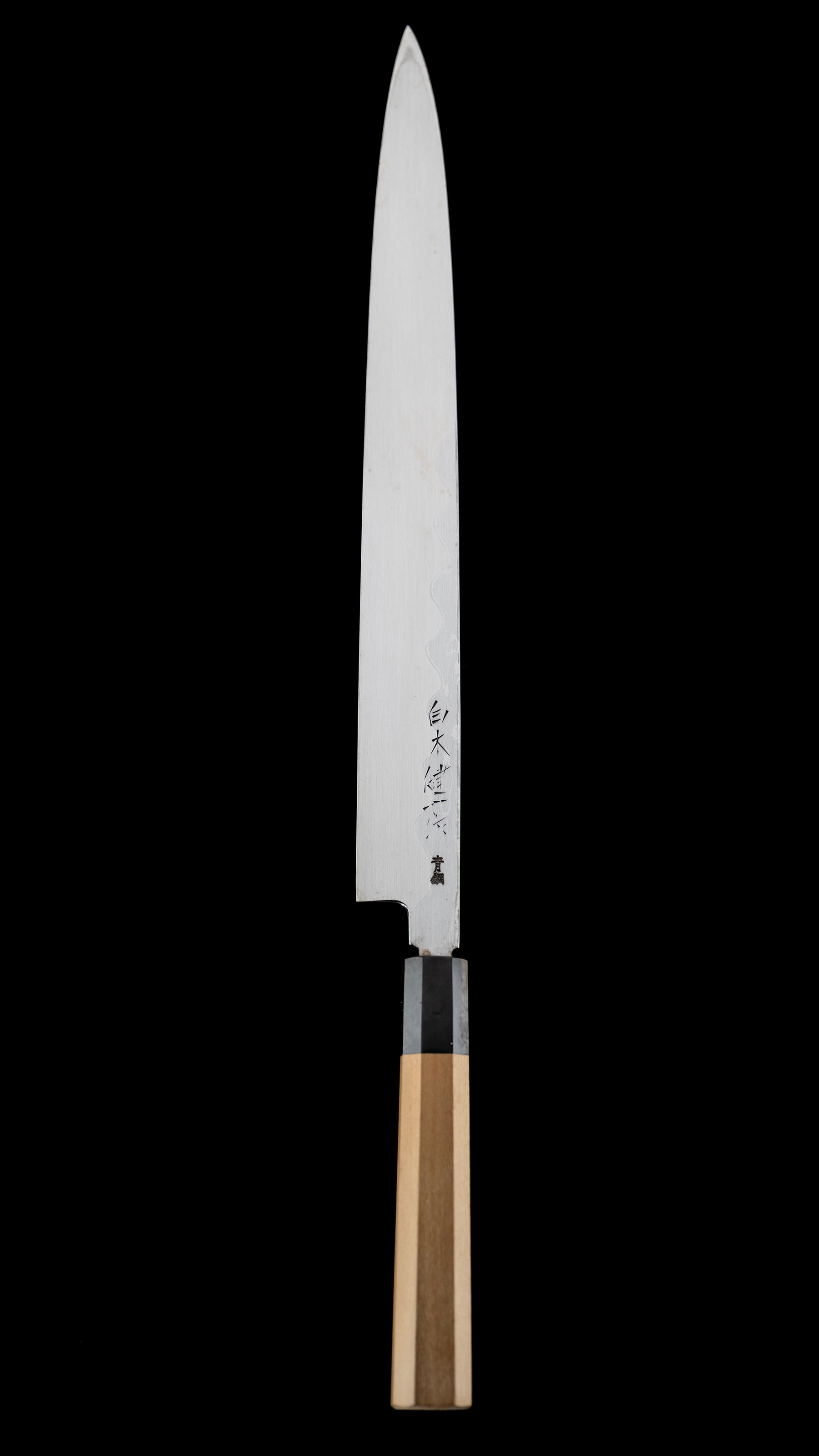 Suminagashi Yanagiba Knife Japanese Sashimi Knife By Shiraki Kenichi - 330mm