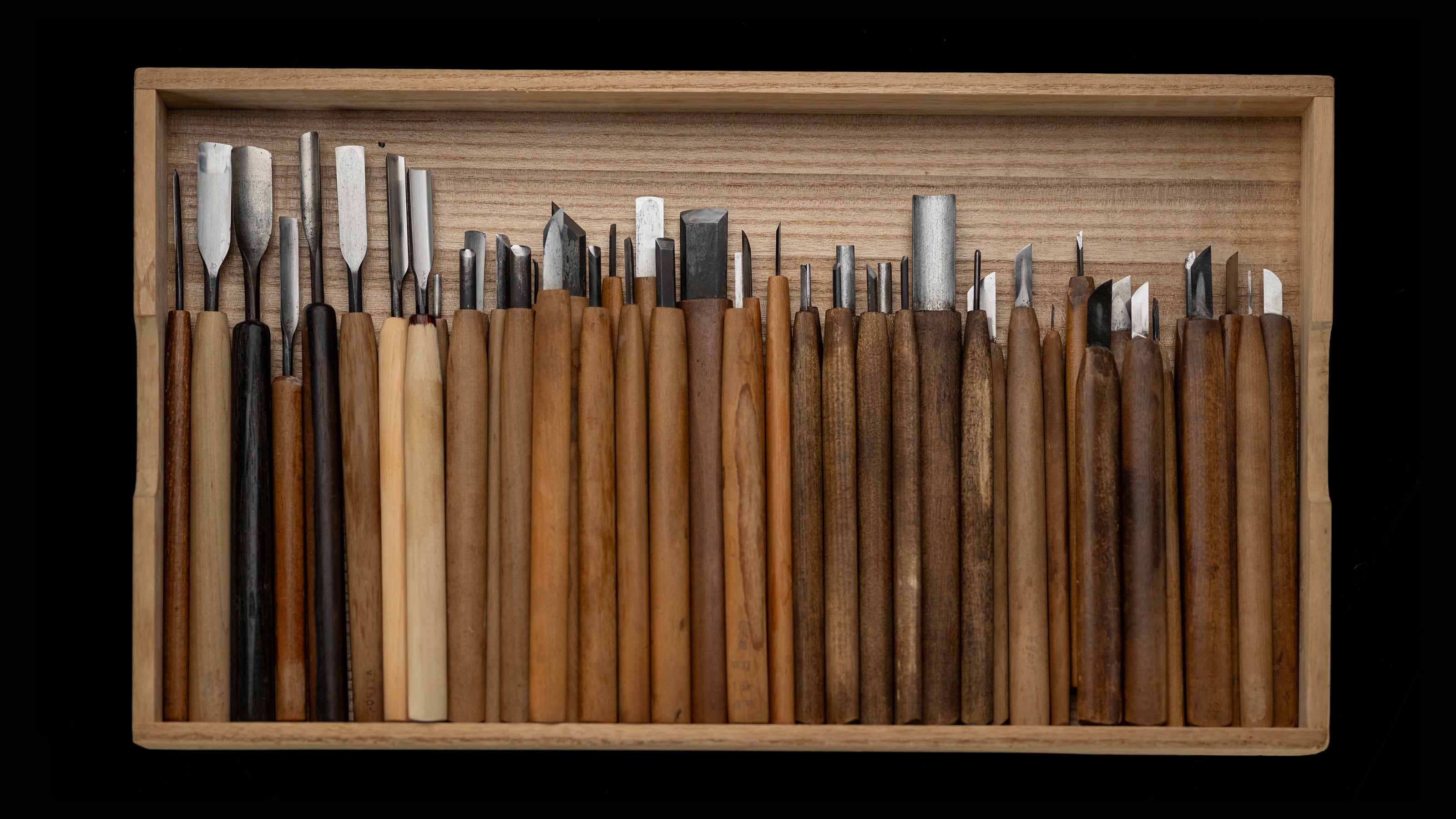 Japanese Carving Chisel Set By Konobu - 62 Pieces