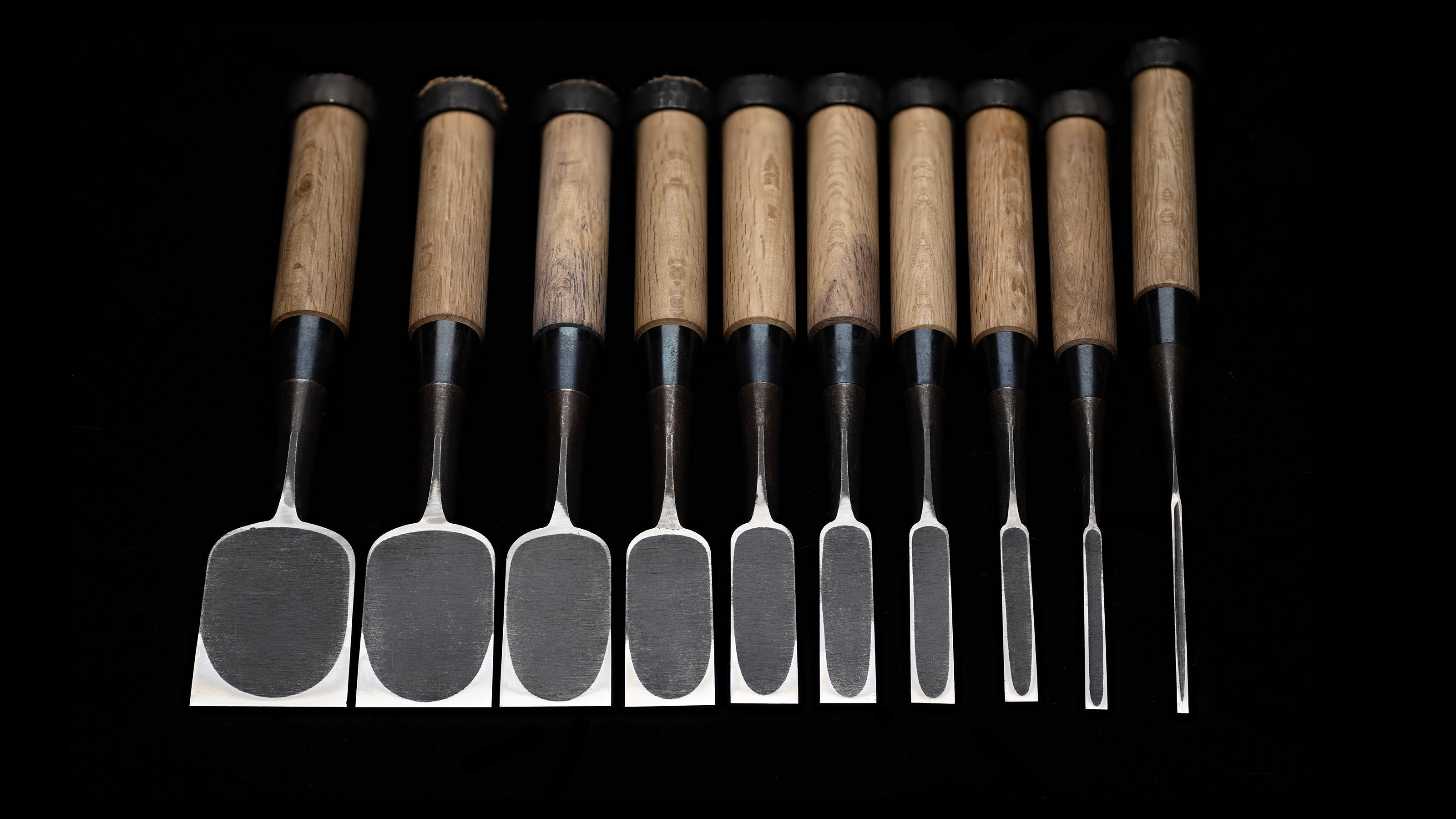 Oire-Nomi Japanese Hand Made Bench Chisel Set By Second Generation Kiyotada - Classical Type