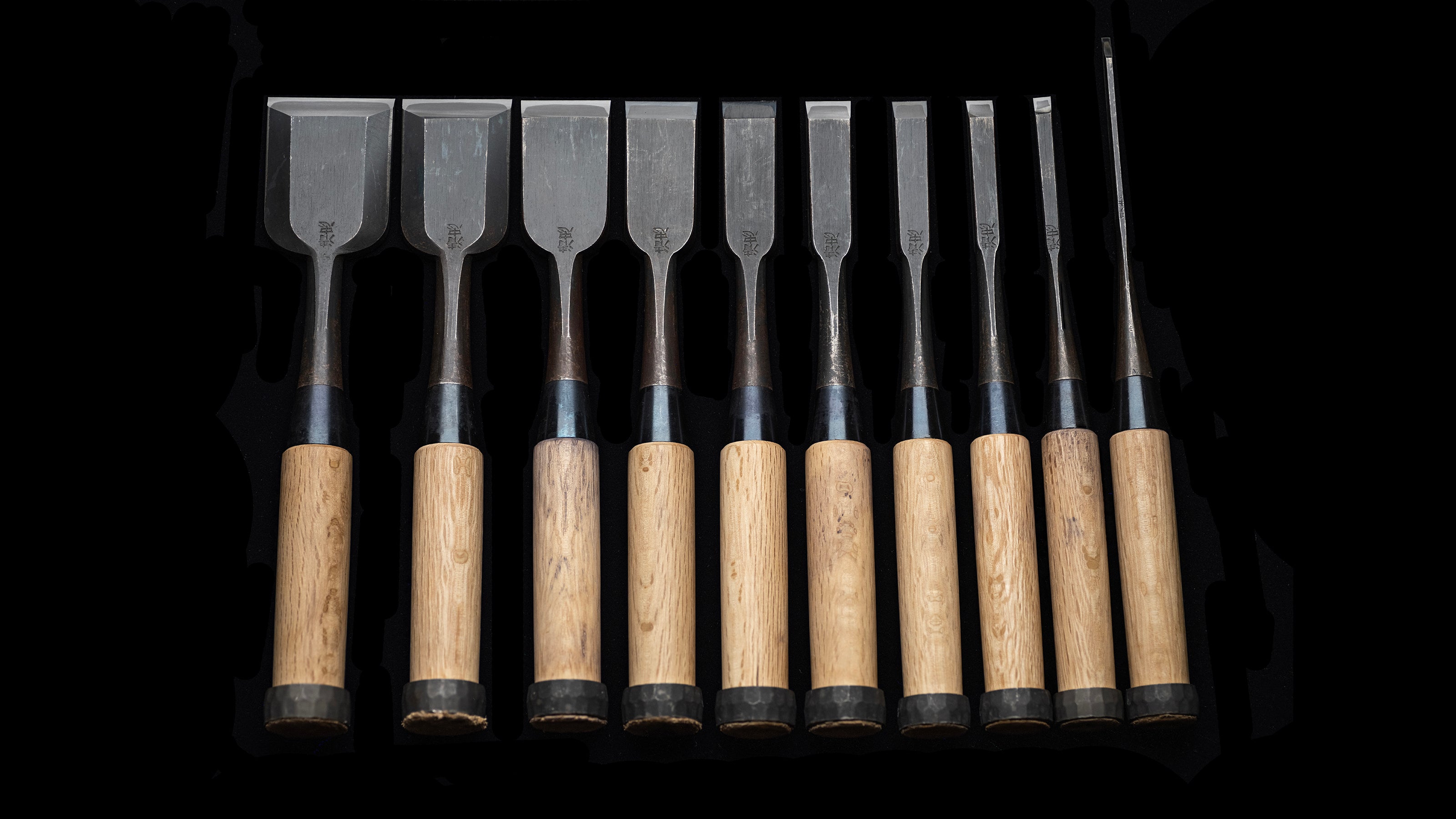 Oire-Nomi Japanese Hand Made Bench Chisel Set By Second Generation Kiyotada - Classical Type
