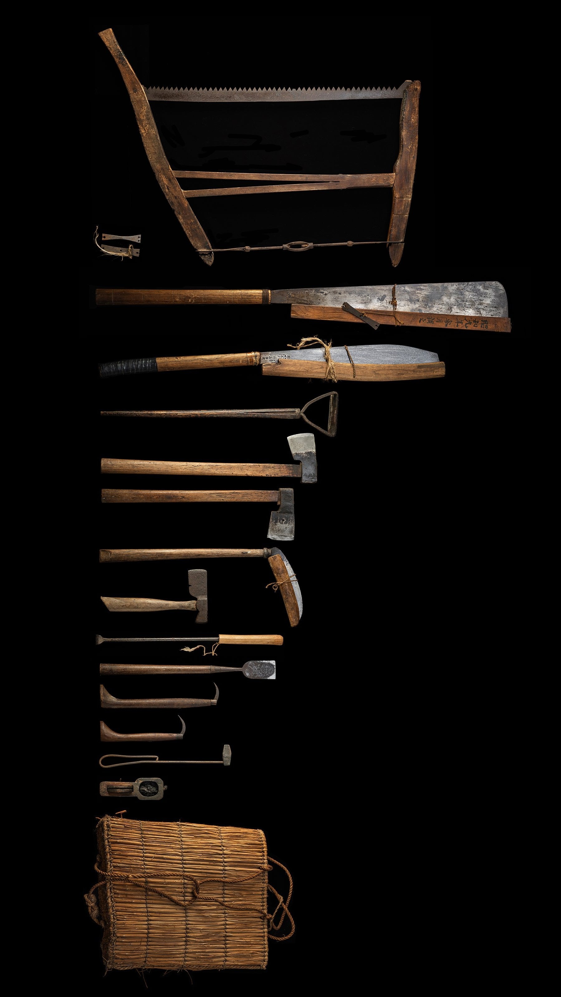 Tool set for forestry craftsmen from the Bicchu area in the early Showa period of Japan