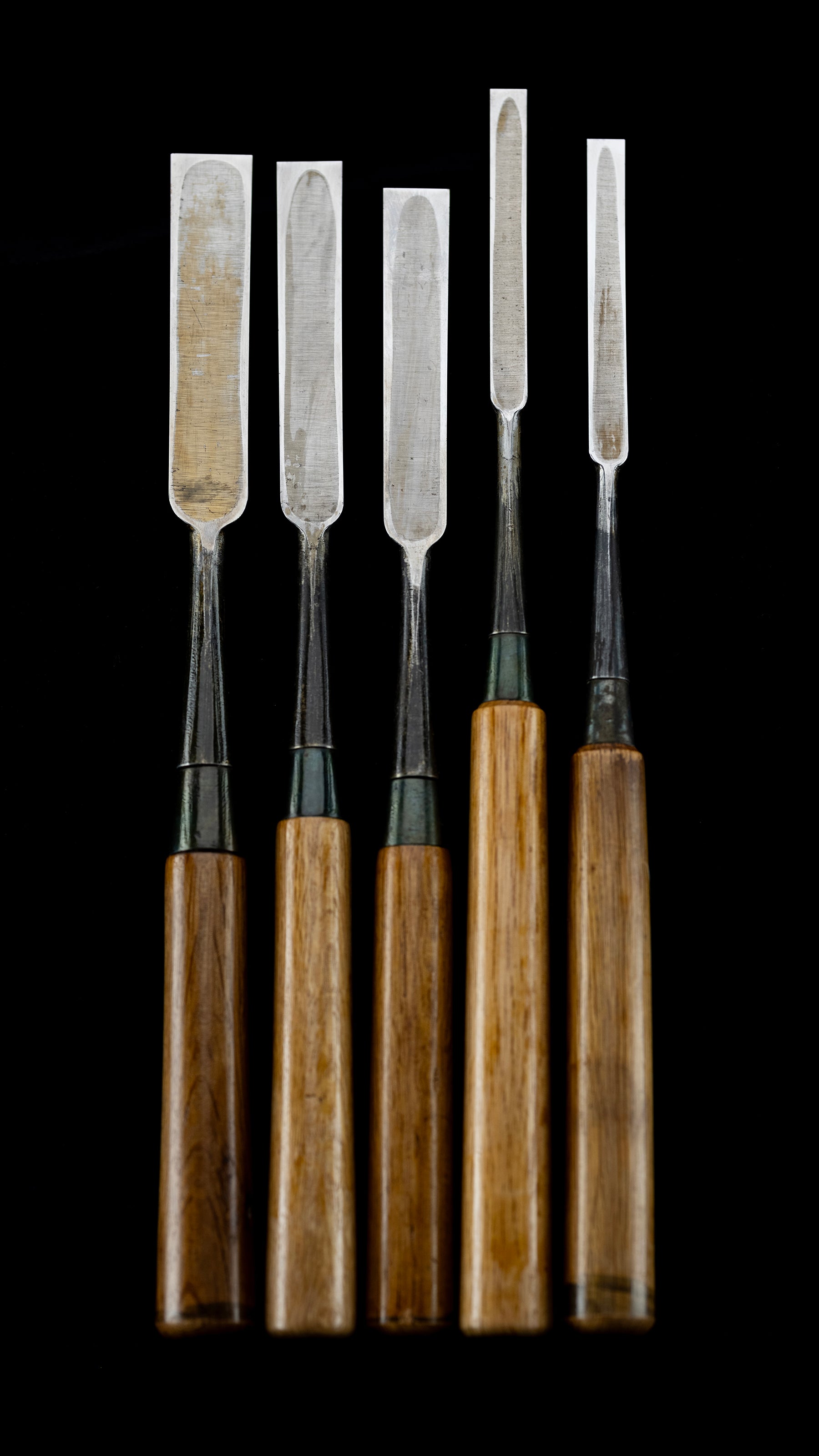 Shinogi-Usu-Nomi Japanese Hand Made Paring Dovetail Chisel Set - 5 pieces