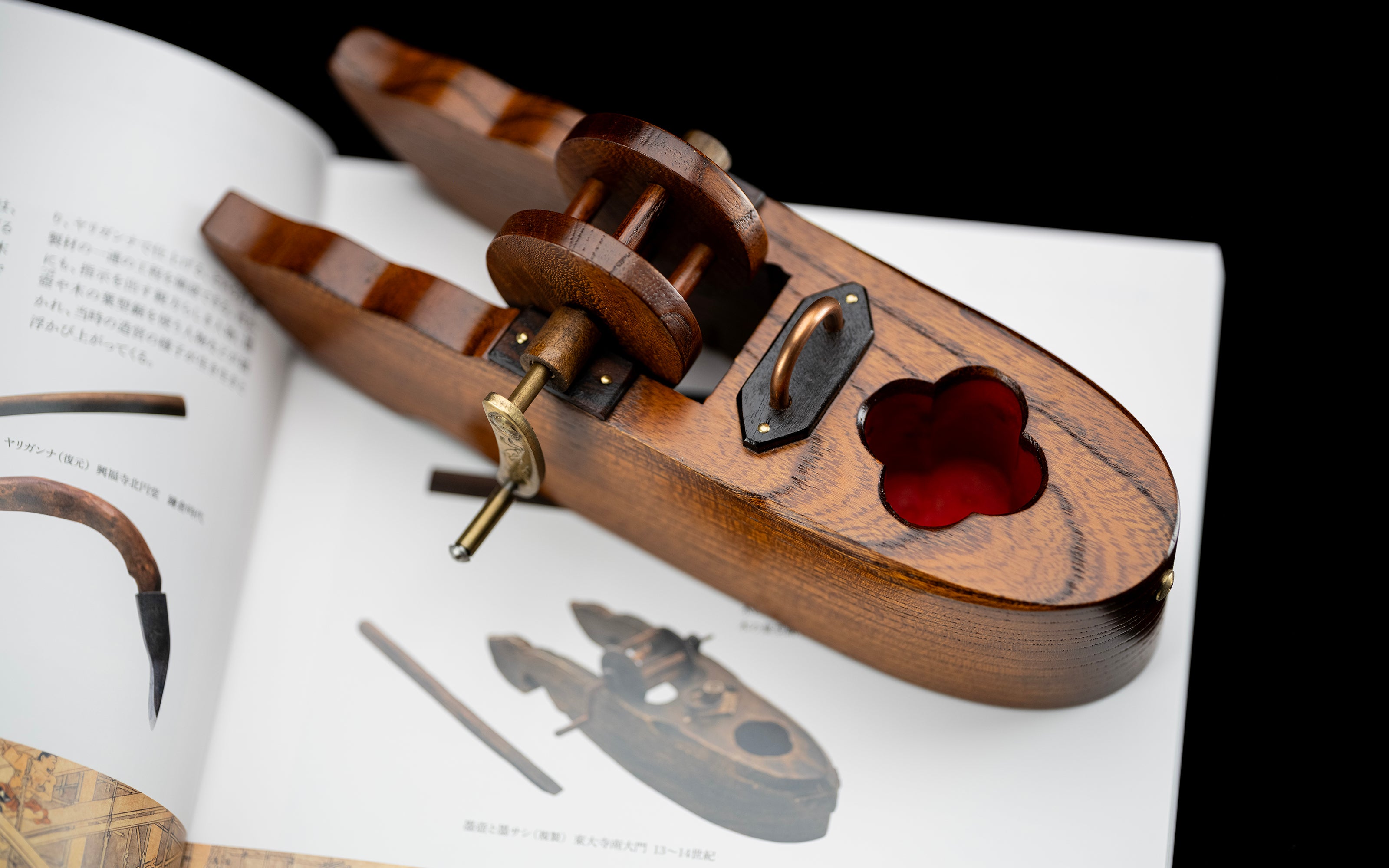 Antique style Sumitsubo Japanese Hand made Wooden Inkpot - 220mm